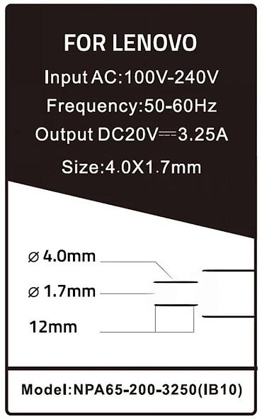 Adapteri i punjači za laptop: Gembird AC punjač za Lenovo laptopove - Ulaz: 100–240 V AC, 50/60 Hz — 4