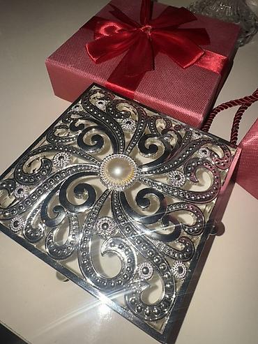 mucru qabi: Zərif dizaynlı metal bəzək qutusu - Material: parlaq xrom rəngli — 3