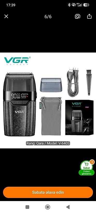 fırınlar: VGR Voyager elektrik üz qırxan – Model V-640S (rəng: qara) — 1