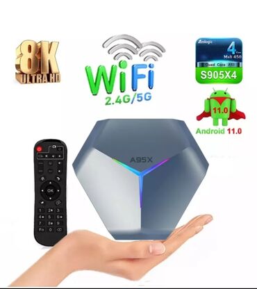 Smart TV bokslar: Yeni Smart TV boks TV box 8 GB / 128 GB, Android, Ünvandan götürmə, Pulsuz çatdırılma, Ödənişli çatdırılma