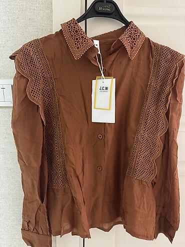 pull and: Блузка J.C.W (Jincanwen) - Цвет: карамельно-коричневый - Застёжка — 1