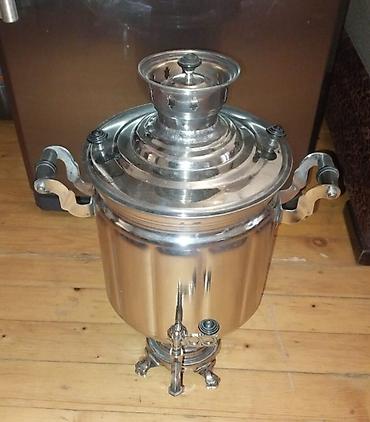 самовар на дровах: Klassik metal samovar - Material: parlaq paslanmayan polad/krom — 2