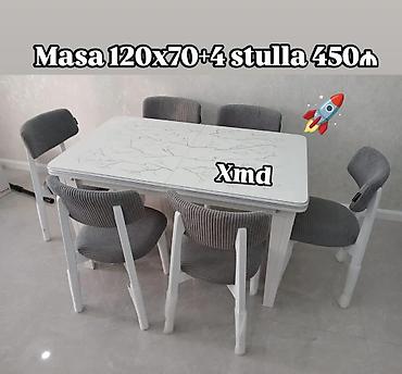 bağca stolu: Mətbəx üçün, Yeni, Açılmayan, Dördbucaq masa, 4 stul — 1
