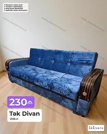 Divanlar: Tək divan – 210 sm - Mexanizm: açılan, bazalı (daxili saxlama yeri) - — 1