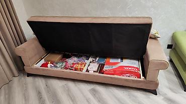 mini kreslo: Qonaq otağı üçün tam dəst yumşaq mebel Tərkibi: - 1 ədəd bej rəngli 3 — 4