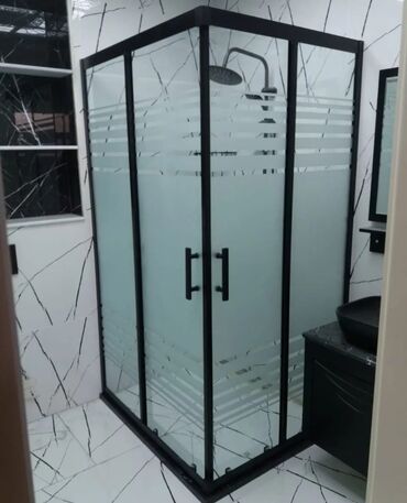 Duş kabinaları, arakəsmələr: Yeni Üstü açıq kabina, Künc üçün, Pulsuz çatdırılma — 7