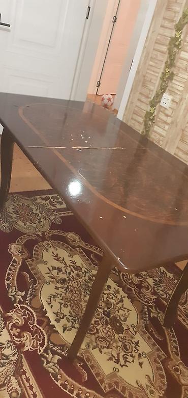 qoz agacindan stol: Ölçüləri tənzimlənən, klassik üslublu taxta yemək masası. - Material — 1