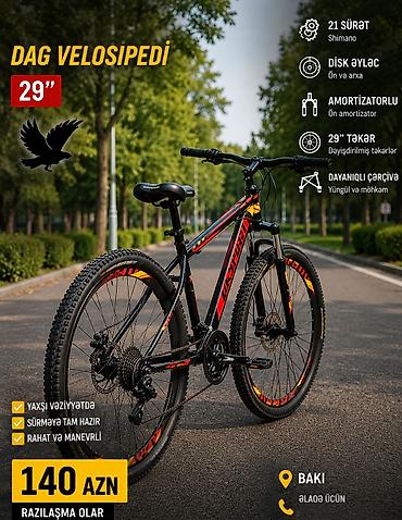 velosiped 29 ucuz: AKSPORT dağ velosipedi. Qiymət: 140 AZN, razılaşma olar. Ünvan — 2
