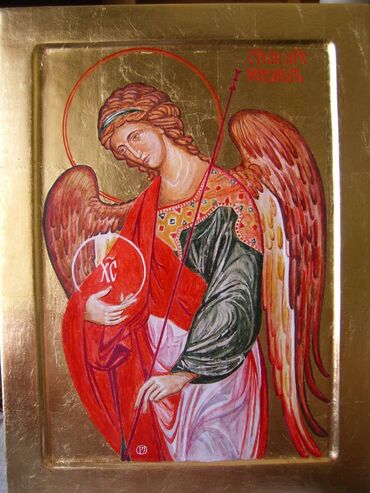 pametni ram za slike: Sveti Arhangel Mihail. Ikona na dasci. Tempera, pozlata. 40 x 30 cm