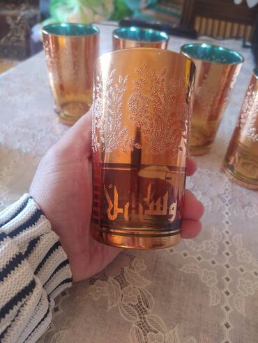 Stəkanlar: Stəkanlar, rəng - Sarı, Şüşə, 6 ədədli dəst — 6