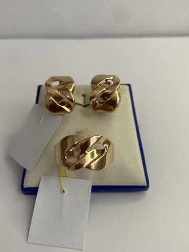 серебряные украшения: Оригинальный золотой комплект 585пробы литый Вес 7.77гр размер кольца