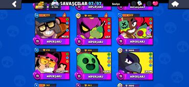 Açıqcalar: Brawl Stars hesabı - Kupa: 64 931 - Qızıl: 64 931 - Kristal/daş: 1 — 7