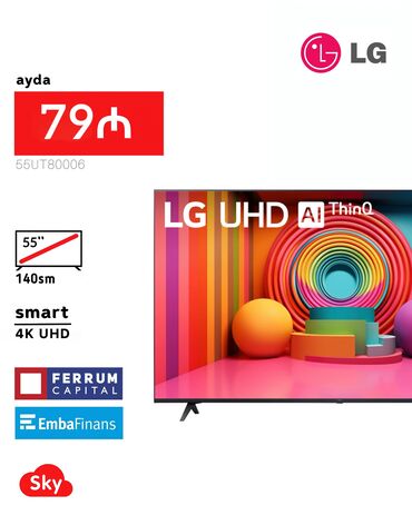 Televizorlar: Yeni Televizor LG Led 55" 4K (3840x2160), Pulsuz çatdırılma