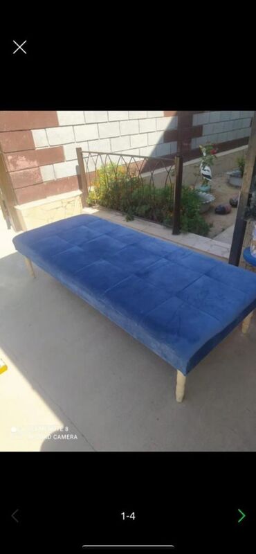 умай мебель: Прямой диван, цвет - Синий, Б/у