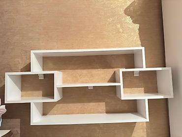 kepenek: Ağ rəngdə iş/oxu masası və divar rəfi dəsti - Material: laminat/MDF — 2