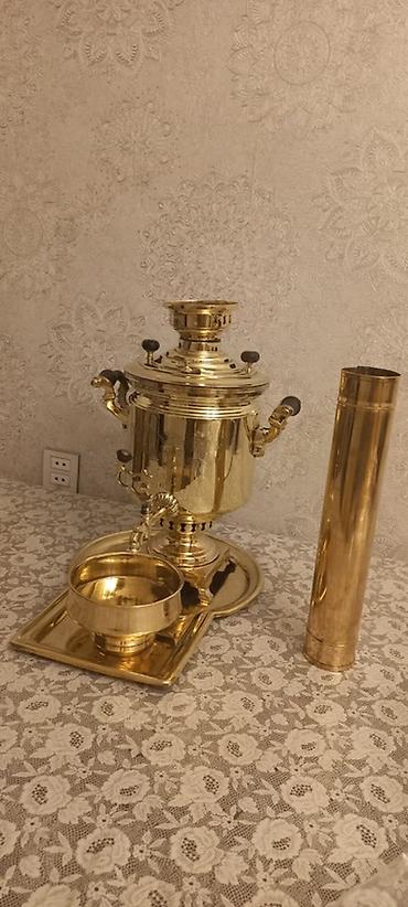koz samovarı: Misin samovar dəsti – pirinç/gildən hazırlanmış klassik kömürlü — 4