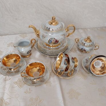 çay desti: Çay dəsti, rəng - Ağ, Farfor, 6 nəfərlik, Çexiya