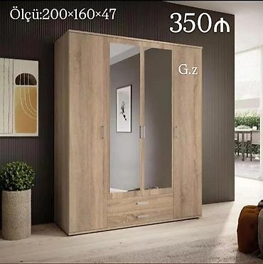 taxta asılqan: Təbii ağac fakturalı 3 qapılı paltar şkafı - Ölçü: 200 × 160 × 47 sm — 1