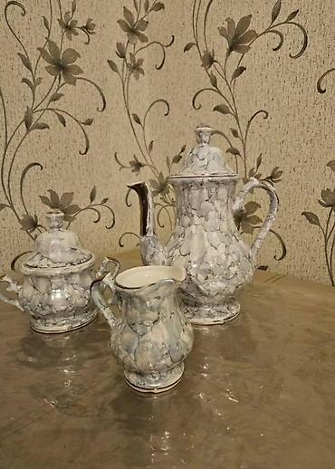 çay servis: Çay dəsti, rəng - Boz, Keramika, SSRİ — 1