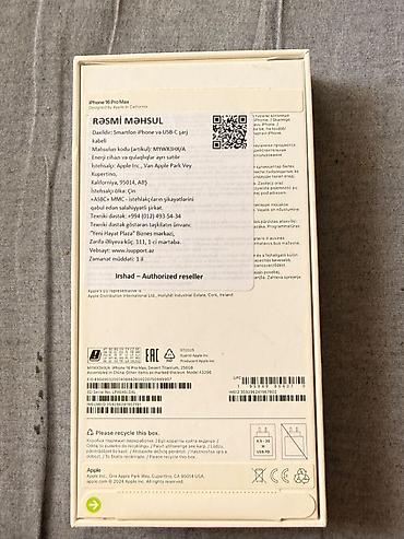 ikinci əl iphone 16 pro max: IPhone 16 Pro Max, 256 GB, Desert Titanium, Zəmanət — 10