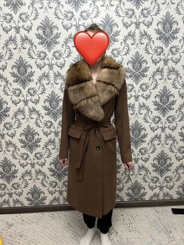 бу одежд для беременных: Женское пальто-халат с меховым воротником - Цвет: тёплый коричневый