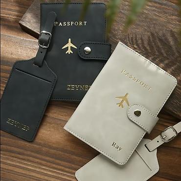 arxa baqaj: Pasport qabı və baqaj etiketləri dəsti - Material: yumşaq, dayanıqlı — 1