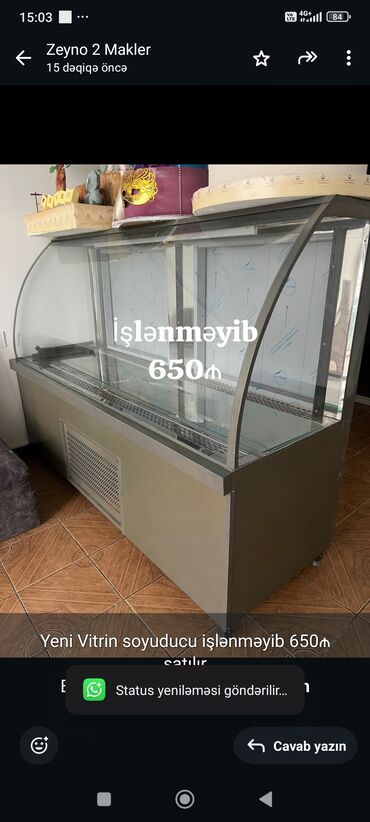 Промышленные морозильники: Yeni Vitrin soyuducu işlənməyib 650₼ satılır Babək prospekti