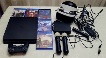 PS4 (Sony Playstation 4): Playstation 4 slim+Vr desti+diskler. Ps 4 slim(500GB)