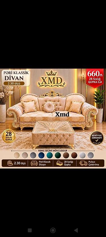 delloro mebel divanlar: Məhsul: Pəri Klassik Divan – XMD - Ölçü: 2.30 m - Dizayn: klassik — 1