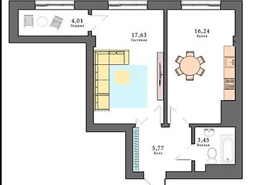 восток сити 6 этаж: 1 комната, 47 м², АЮ Гранд Элитка, 13 этаж, ПСО (под самоотделку) — 3