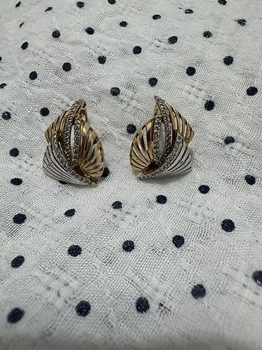 Серьги: Серьги-клипсы из комбинированного металла с инкрустацией — 2