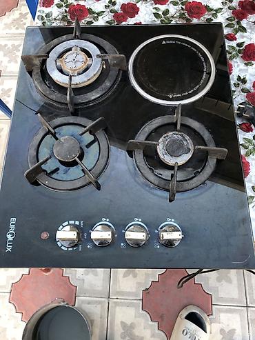 javel soba: EUROLUX qaz sobası üçün quraşdırılan plitə - 4 ocaq yeri: 3 qazlı — 1