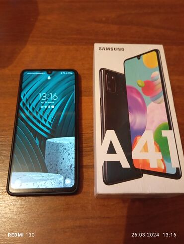 dzhinsy zhenskie b u: Samsung Galaxy A41, Б/у, 64 ГБ, цвет - Черный, 1 SIM, 2 SIM