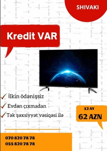 led slim: Yeni Smart TV Kredit Kredit Şəxsiyət vəsiqəsilə! Shivaki 82 smart 12