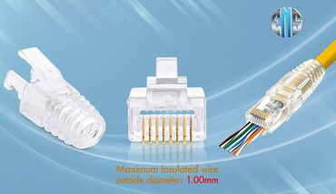 Modemlər və şəbəkə avadanlıqları: Pass Through CAT5e RJ45 connector / Şəbəkə konnektorları 50 ədəd ✅ — 7