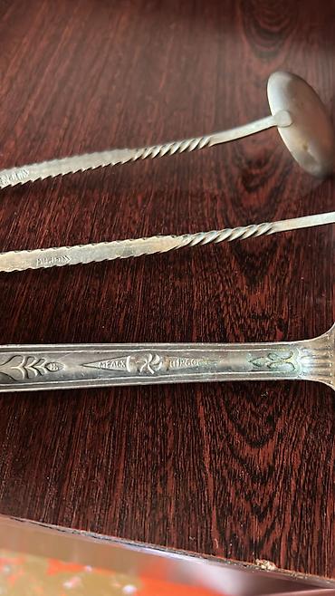 desler: Antiq metal mətbəx dəsti – 3 parça - Tərkibi: 2 ədəd uzun saplı qaşıq — 4