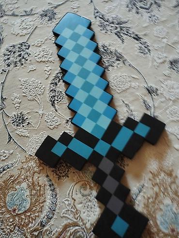 очки майнкрафт: Пиксельный меч в стиле Minecraft (бирюзовый). - Материал: плотный — 1