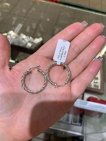 серебряные сережки: Серебряные серьги-кольца Silver Roza, проба 925. - Материал: серебро — 2