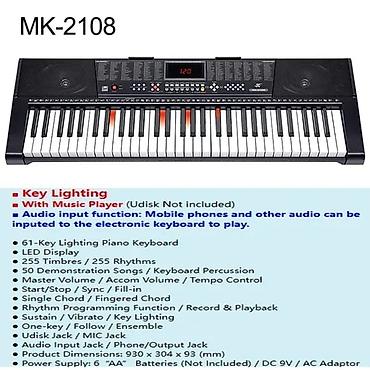 instrumenti: MK-2108 elektronik klaviatura - 61 düyməli işıqlanan piano — 1