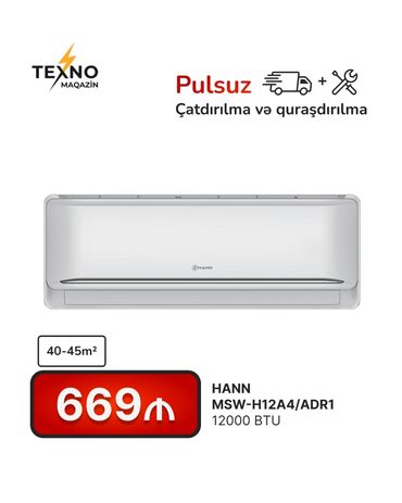 havalandırma sistemi: Кондиционер 40-45 м², Сплит-система, Нет кредита, Бесплатная установка