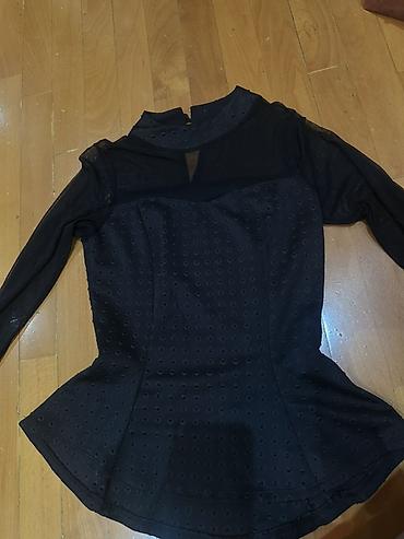 cins walvar: Qara şifon bluz – mesh detallı, peplum kəsim - Rəng: qara - Material — 3