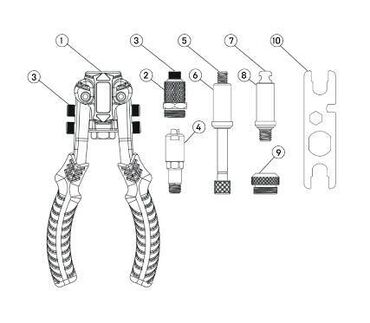 Заклепочные инструменты: Заклёпочник универсальный 3в1 двуручный для вытяжных и резьбовых — 8