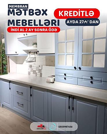 Ev və bağ: Sifarişlə mətbəx dəsti, Özü çəkən petlələr, Mat laminat, Kredit var, Pulsuz çatdırılma — 5