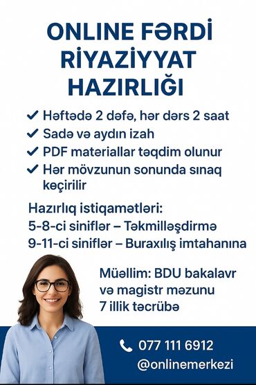Digər kurslar: Repetitor, Riyaziyyat, Azərbaycan dili, İmtahanlara hazırlıq