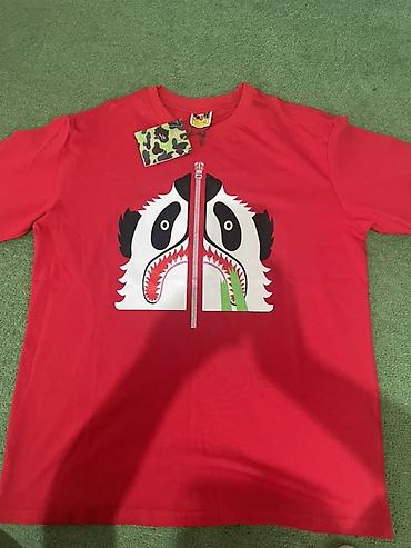 Эркектер кийими: Футболка A Bathing Ape (BAPE) красная, размер XL. - Материал: плотный — 1