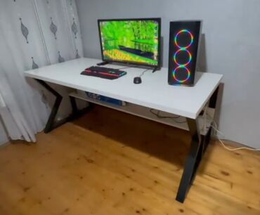 Sifarişlə kompyuter masaları: Düz masa, Polkalı, Siyirməsiz, Metal — 12