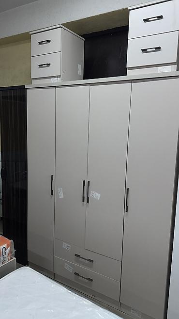 Спальные гарнитуры: Спальный гарнитур, Новый, Двуспальная кровать, Шкаф, Комод, ДСП, Бесплатная доставка, цвет - Серый — 12