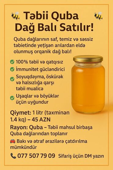 Keçi, çəpiş: Quba təbii bal satışı