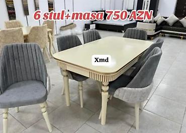restoran stullari: Qonaq otağı üçün, Yeni, Dördbucaq masa, 6 stul — 1