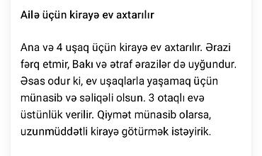 alatava ev: Ailə üçün kirayə ev axtarılır. Ana və 4 uşaq üçün yaşayışa uyğun — 1